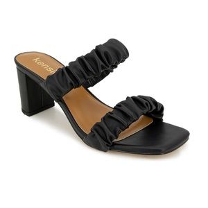 kensie kamilah ruched strap block heel sandal